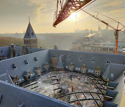 Reciprocal frame hoisted at C30